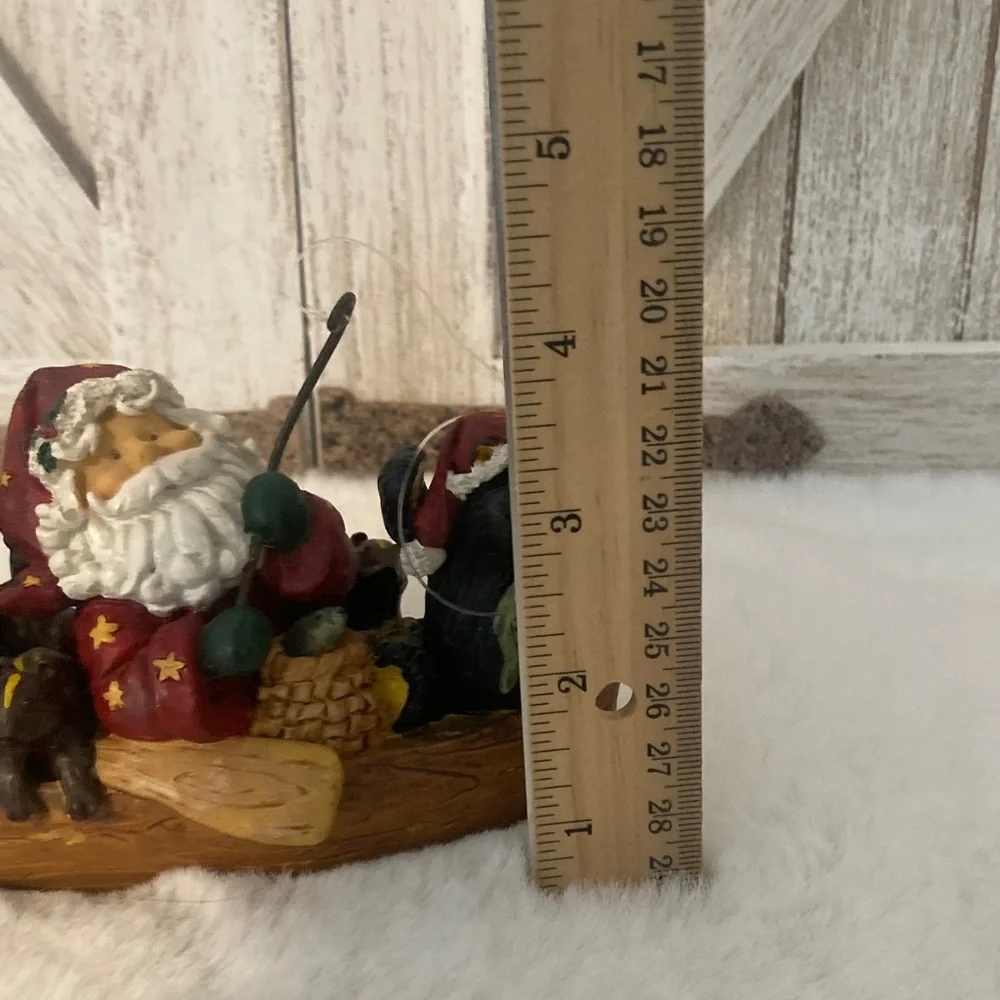 Santa and Bears Canoe Figurine